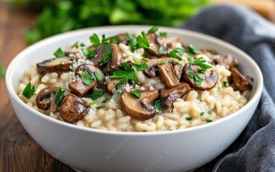 Risotto aux champignons et filets de poulet