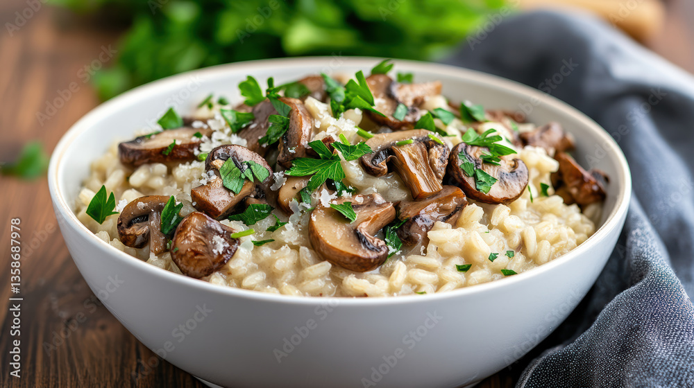 Risotto aux champignons et filets de poulet